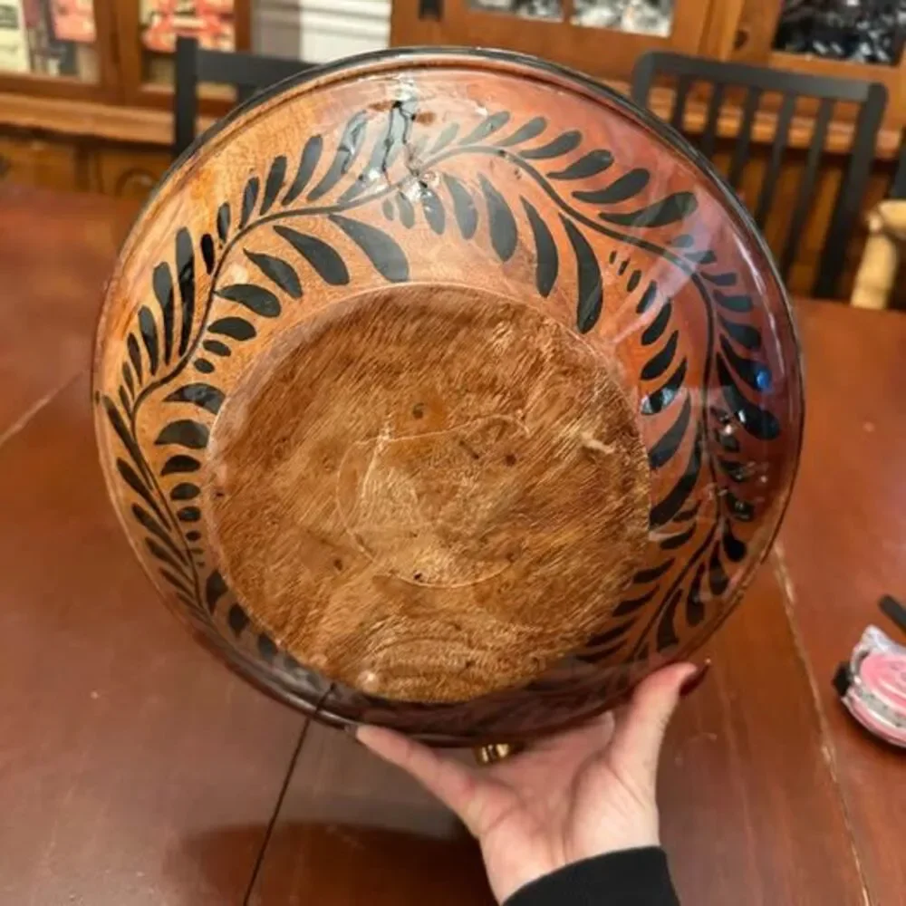 Hand Painted Wood Decorative Bowl